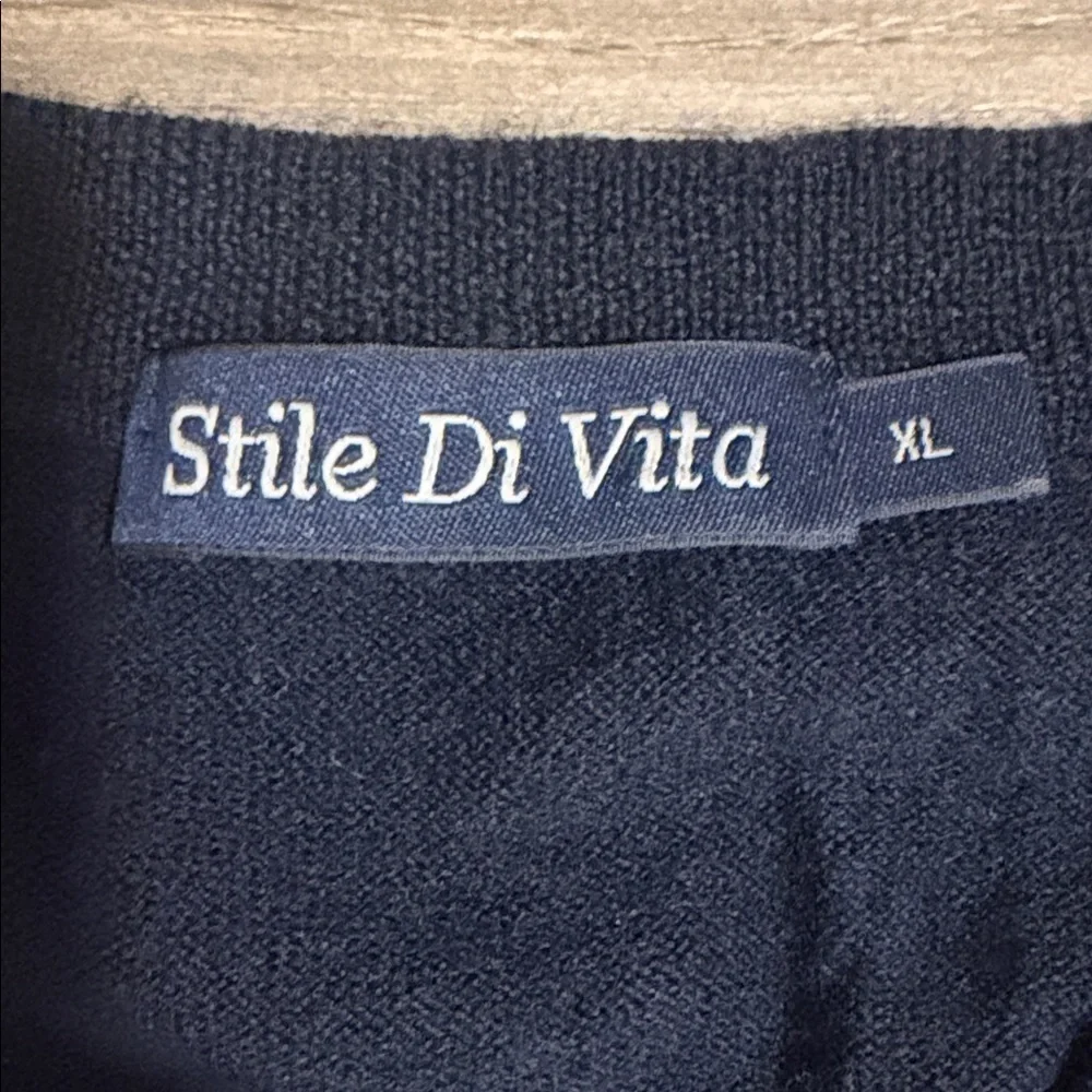 Stile Di Vita Sweater Vest Mens XL Navy 100% Merino Wool Classic Dad Golf